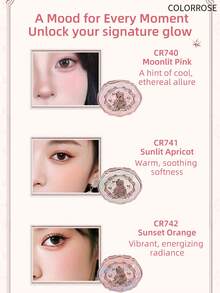 COLORROSE Bedak Perona Pipi Alami Bergaya Vintage, Perona Pipi dengan Hasil Akhir Matte Bercahaya, Ringan dan Halus Saat Digunakan, Dilengkapi Cermin, Palet Perona Pipi & Eyeshadow, Kosmetik Rias Wajah - CR742 - View 3