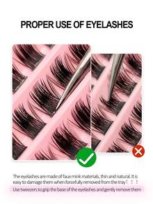 Asiteo 110片D型卷翘自然蓬松舒适假睫毛，持久锥形尖端设计，适合日常妆容和DIY睫毛嫁接 - 黑色 - 查看 7