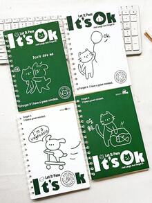 4 Notebooks 1 Set A5 Coil Book Each Of 60 High Quality Inner Page Horizontal Line Book Student Book School Supplies Record Book Office Pen Record Book - A5 - View 3