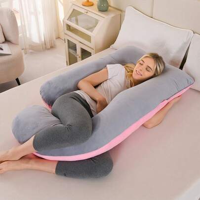 2026 New 44-Inch J-Shaped Full Body Pillow, Maternity Pillow, Maternity Full Body Pillow With Velvet Pillowcase, Full Body Pillow With Back, Leg, And Tummy Support, Helps Ensure Adequate, Comfortable Sleep, Valentine's Day,New Year And Mother's Day Gifts