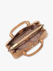 Michael Kors Bolso de mano de mujer RUBY, bolso de hombro de gran capacidad con textura cruzada - Marrón - Ver 3