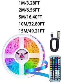 Tira de luces LED inteligente, luces LED que cambian de color con control remoto de 44 teclas, controladas por aplicación, adecuadas para la decoración de la sala de estar, la decoración de Halloween, sincronización con música, aplicables para la decoración del hogar, el dormitorio, la cocina, la televisión, la fiesta de vacaciones, la decoración navideña, los regalos navideños para el hogar, la decoración navideña - luz de color - Ver 11