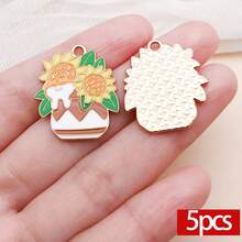 5/12件套可爱狗狗吊坠套装，盆栽狗狗动物珐琅吊坠，适用于DIY珠宝手链项链耳环制作 - 彩色 - 查看 13