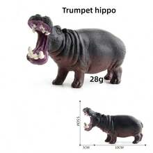 14cm Modelo sólido de rinoceronte, animal salvaje del zoológico, 15.5cm Modelo sólido de hipopótamo, animal salvaje del zoológico - Multicolor - Ver 7