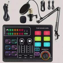 BM800 Condenser Microphone + P100 Sound Card Kit With Is Suitable For Computer Recording, Game Voice Communication, High-Quality Sampling, Home Use - P100 SET - View 1