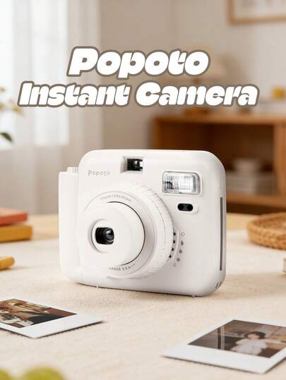  Popoto Instant Camera, Suitable For Mini Instant Film, Auto Exposure, Smart Recommended Mode, Cute Mini Portable Camera, Suitable For Students, Comes With 10 Film Sheets (Batteries Not Included)