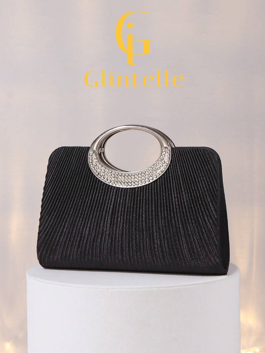 Glintelle优雅缎面褶皱手拿包，适合浪漫婚礼、正式派对、舞会、盛大晚宴、新娘、伴娘、正式礼服，也是馈赠女士的理想之选。配有可拆卸金属链，方便收纳口红、化妆品、硬币、钥匙、手机耳机等物品。