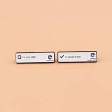 1pc Robot Slogan Enamel Lapel Pin - Unique Brooch Badge For Backpacks And Clothing - White - View 7