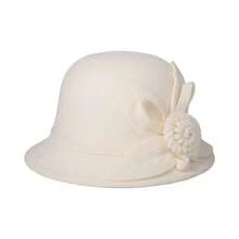 Women Cloche Hat Beret Hat French Vintage Floral Fedora Bucket Hat Bowler Hats Classic Winter Hat 1920s - 米色 - 查看 1