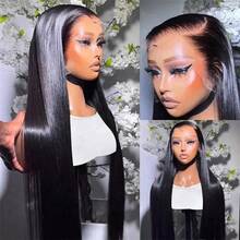 200% Density Lace Frontal Wigs Pre Plucked 13X4 HD Transparent Straight Lace Front Hand Weaves Wigs 200% Density Natural Black Wig Blended Human Hair Lace Frontal Wigs Bob Wig For Women With Baby Hair - Natural & Black - View 5