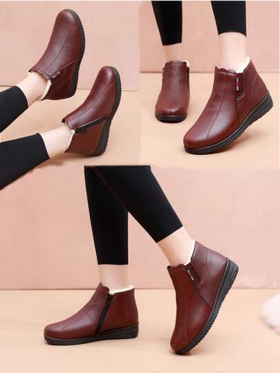 Women's Fashion Versatile Snow Boots, Thermal Lined Ankle Boots, Winter Boots, Christmas Gift