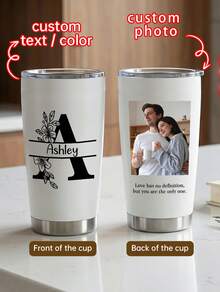 Personalized Tumbler With Your Photos And Text, Custom Tumbler With Lid & Straw, 20oz Stainless Steel Insulated Cup, Custom Brides Maid Proposal Gifts,Christmas, Anniversary, Birthday Gifts For Him Her Men Women Mom Dad,Double-Sided Printing. - Style 3 - View 1