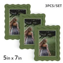 1pc/3pcs Wavy Design Photo Frame For Wall & Tabletop Decoration, Artistic Creative Home Decor With Multi-Color Waves - 7 Standard Sizes 4x4in, 4x6in, 5x7in, 6x6in, 8x8in, 8x10in, 11x14in - Modern Stylish Interior Accent, Fun Picture Frames, Scalloped Picture Frame- Graduation Wedding Gift (Random Photo Paper) - 波浪形 - 查看 23