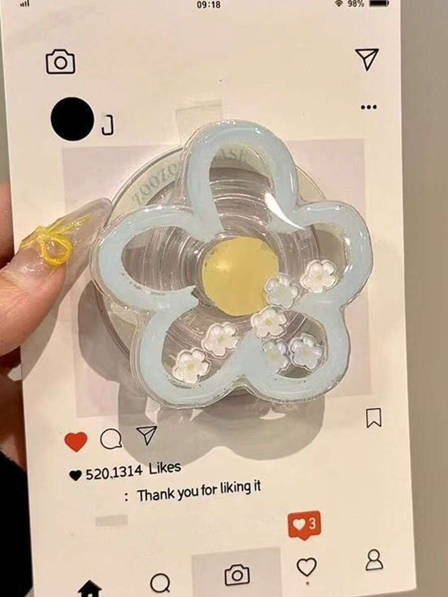 1. 清新简约微风绿叶草小花猫爪摇摆音乐磁吸手机支架，可伸缩便携桌面支架，高端质感支架 - 彩色 - 查看 1