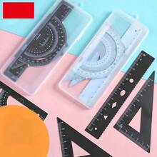 一套金属绘图工具套装，带收纳盒，学生测量套装，多功能套装，返校必备，含尺子 - 彩色 - 查看 9