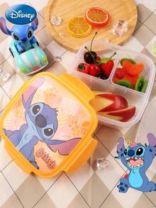 Disney 1pc Authentic Stitch 3-Compartment Bento Lunch Box, Portable Meal Container, Food Storage For Work, Travel, Fruit, Cute Kitchenware, Great Gift For Friends - Yellow - View 5