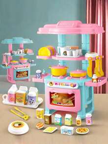 47-Piece Children's Kitchen Toy Set, Children's Role-Playing Toy Set, Miniature Cooking Simulation Kitchen Toy, Parent-Child Interactive Toy, Suitable For Boys And Girls, Birthday Gift, Holiday Gift, Halloween Interactive Gift. - Multicolor - View 1