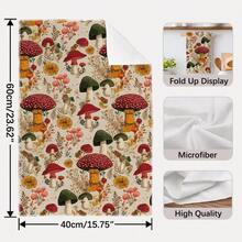 2入組復古手繪森林蘑菇圖案印花 40*60cm 長方形超細纖維廚房毛巾、抹布、桌巾、手巾，廚房裝飾，鄰居喬遷禮物，適用於廚房與浴室，適合家庭主婦與家庭聚會禮物，高價值居家必備品 - 彩色 - 查看 4