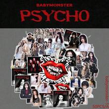 50pcs K-Pop Monster Baby "PSYCHO" Special Edition Stickers, High-Definition Photo Patterns, Including: AHYEON And RUKA Individual Selfie Stickers, Celebrity Peripheral Stickers, Fan Collectibles, Suitable For Water Bottles, Phone Cases, Tablets, And Celebrity Notebooks - Multicolor - View 1