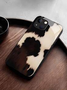 New Black And White Cow Pattern Tempered Glass Phone Case, Stylish Protective Case. Suitable For Compatible With Samsung Galaxy S20/21/22/23/24/25 Ultra/FE+,S10/10E+,NOTE9.20,20ULTRA,A71/56/55/54/53/52/51/36/35/34/32/26/25/24/26/16/15/14/06/05/05S/03S, As Well As, Phone17,17Air,17pro,17pro Max,16, 15, 14, 13, 12, 11, PRO MAX, As Well As,PLUS - 彩色 - 查看 1