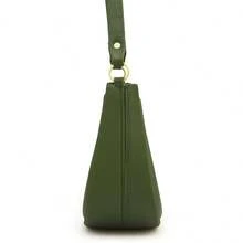 Women's Half-Moon Shoulder Bag Set (Crossbody) + Waterproof Rubberized Wallet - Verde militar - Ver 4
