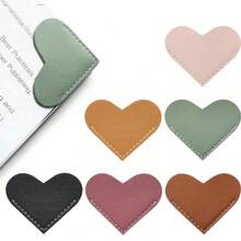 1Pcs Leather Heart Shaped Bookmarks, Book Lover Book Accessory, Bookmarks For Women, Book Lover Bookmarks, Suitable For Women And Book Lovers, Cute Handmade Book Gift Accessory, Random Color, Valentine's Day Gift - C - View 1