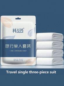 1/2/3Pcs Hotel Disposable Bed Sheets Travel Bed Sheets, Disposable Bedding, Soft Breathable Bed Cover, Bed Sheets, Pillowcases, Towel Set, Suitable For Travel Hotel - Multicolor - View 4