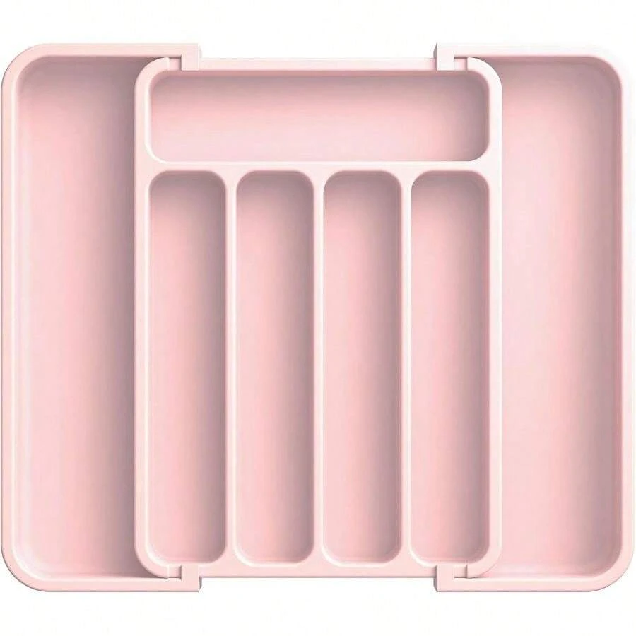 Silverware Organizer - Expandable Kitchen Drawer Organizer, Adjustable Utensil Organizer, Cutlery Tray Forks, Knives, Multipurpose Kitchen Organizers And Storage Solution, Pink, Medium - 中 + 粉紅色 - 查看 1