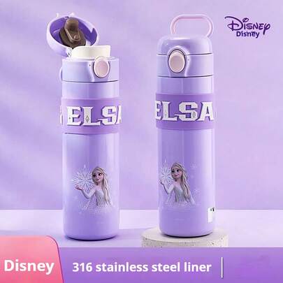 Disney Spider-Man Insulated Cup 500ml 316 Stainless Steel, Straw & Direct Drink Dual Option, Blue Cartoon Style Kettle, Hot & Cold Retention, For Home Picnic Outdoor Use