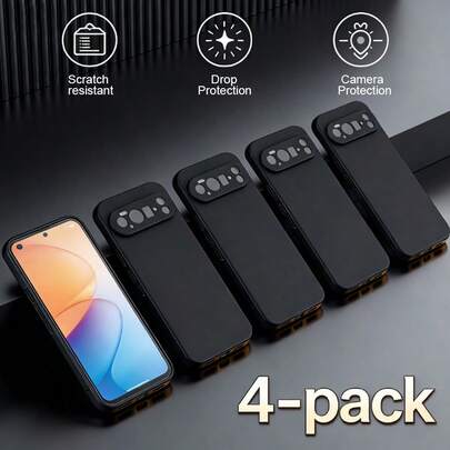 4 Sets Of Black Phone Cases, Suitable For 10, 10 Pro, 10 Pro XL, 9, 9A 5G, 9 Pro, 9 Pro XL, 8, 8a 5G, 8 Pro, 7, 7a, 7 Pro, 6, 6a 5G, 6 Pro