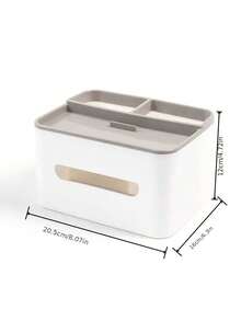 Multifunctional Desktop Storage Box With Tissue Holder, Drawer, Remote Control Organizer, Office Desk Organizer - One Size - View 7