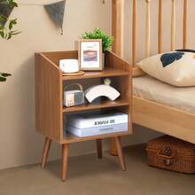Bedside Cabinet, Simple And Modern, Easy To Assemble, Heightened Wooden Legs, Storage Cabinet, Bedroom, Small Home Use, Nordic Style Bedside Shelf - Cà phê nâu - Xem 3