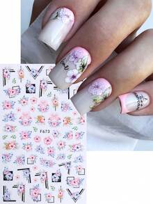 6 Flower Nail Stickers, Self-Adhesive Nail Stickers Designed With Spring And Summer Flower Petals And Leaves, Suitable For Daily And Wedding Nail Care DIY Home Salon Nail Stickers - Multicolor - View 9