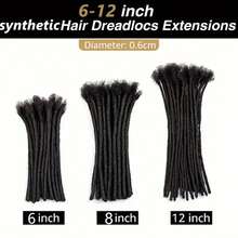 3 sợi nối tóc kiểu dreadlocks dài 6 inch/8 inch/12 inch, 10 sợi, rộng 0.6cm, kiểu móc sợi tổng hợp, thời trang Reggae Hip-Hop, kiểu Afro Kinky, tóc giả bện màu đen tự nhiên dành cho nam/nữ, sử dụng hàng ngày. - Nhiều màu - Xem 2