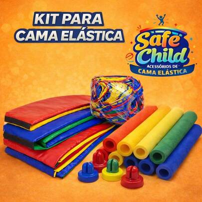 Kit Para Cama Elástica 1,40 Com Protetor + Rede + 6 Isotubos + 6 Ponteiras