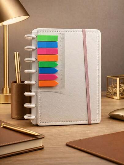 Tesouro direto Import Caderno Argolado Luxo Branco com marca página capa dura de courino 8 discos Volta as aulas 2024