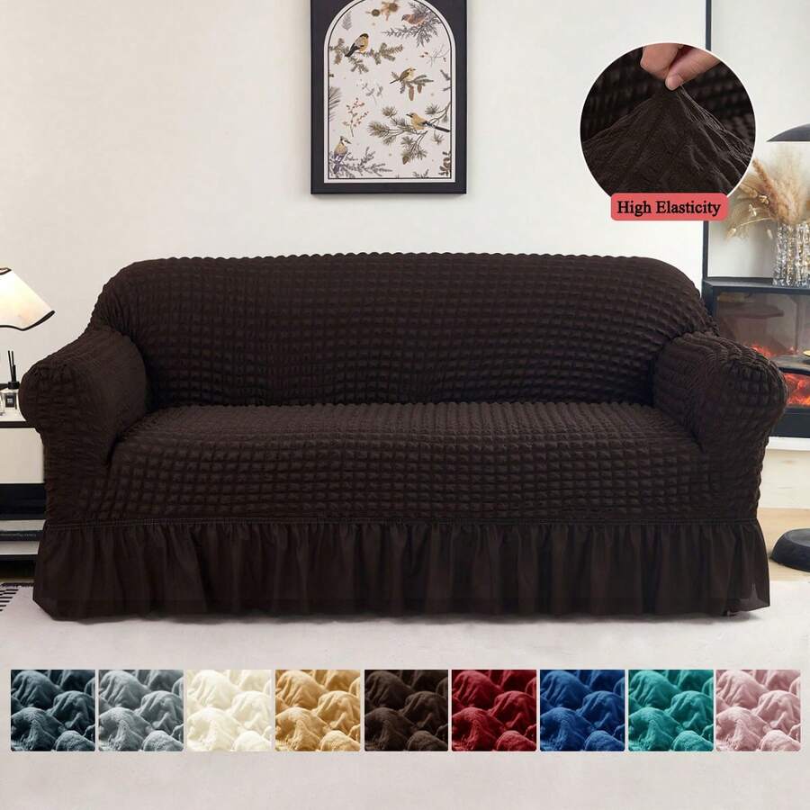 1 Piece  Sofa Cover Elastic Living Room Sofa Cover Pet Anti-Dirty Universal Sofa Protector Home Decoration Sofa Cushion Cover - 咖啡棕色-2 - 查看 1