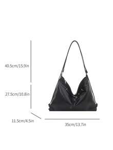Bolso de mano vintage minimalista, bolso de hombro de gran capacidad, nuevo bolso de mano de moda personalizado para mujer, mochila - Negro - Ver 5