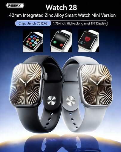 WATCH28 智慧手錶 42mmmini升級版 智慧通話手錶 一體化鋅合金 心率偵測 真血氧偵測 睡眠偵測 運動 控製手機音樂及播放音樂 運動計步數