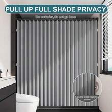 Cortina De Ducha Magnética Plegable Con Recorte De Baño Color Gris - Gris - Ver 2