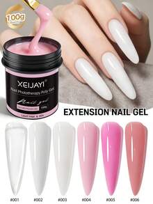 XEIJAYI 6 Colors 100g UV LED Curing Nail Extension Gel, Crystal Nail Extension Gel For Home Salon DIY Nails - Multicolor - View 1