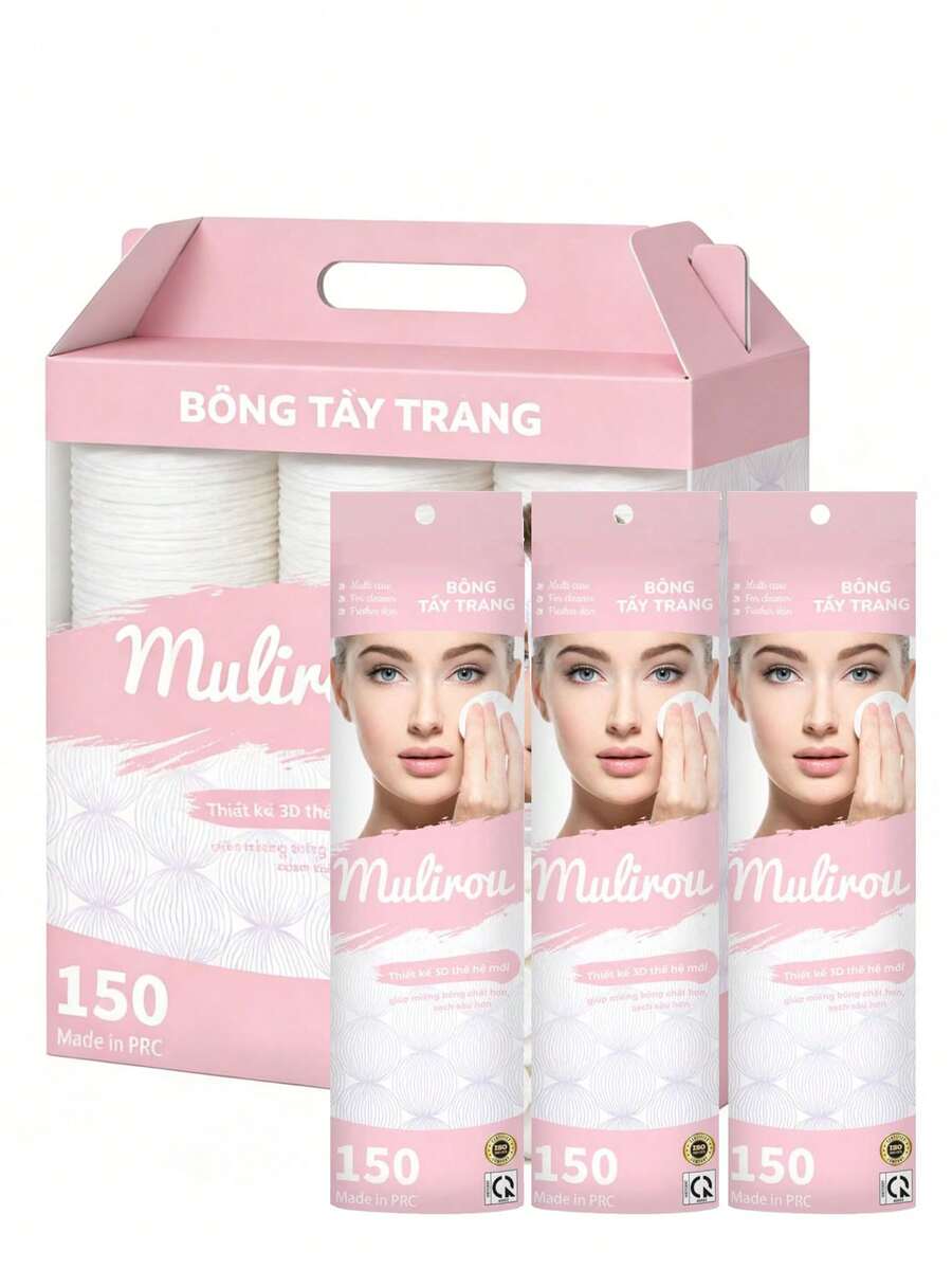 Organic Cotton Round Makeup Remover Pads, Hypoallergenic, Lint-Free, Facial Exfoliating Cleansing Pads - Multicolor - View 1