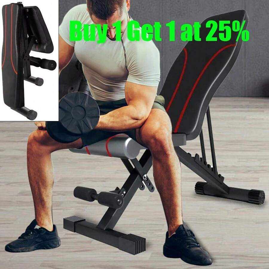 Foldable Dumbbell Bench Weight Training Fitness 7 Incline Adjustable Workout Gym - Multicolor - View 1