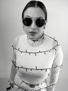 Women's Sheer Tulle Blouse, Long Sleeves, Second Skin, High Neck, Stylish, , Long Sleeve, Winter - trắng - Xem 6