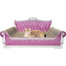 Sofá cama rascador de cartón para gatos, con forma de sofá, para rascar gatos, para rascar para gatos de interior (color café) - Rosa - Ver 13