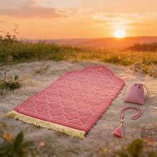3pcs Set Thick Flannel Ramadan Prayer Rug Set, Portable Prayer Mat With Tassel, Rosary Beads And Storage Bag, Non-Slip, Soft, Durable - Ramadan Gift, Middle East Pilgrimage Supplies, Prayer Rug, Decorative Meditation Reading Portable Prayer Mat, Suitable For Men And Women Indoor And Outdoor Prayer - Multicolor - View 6