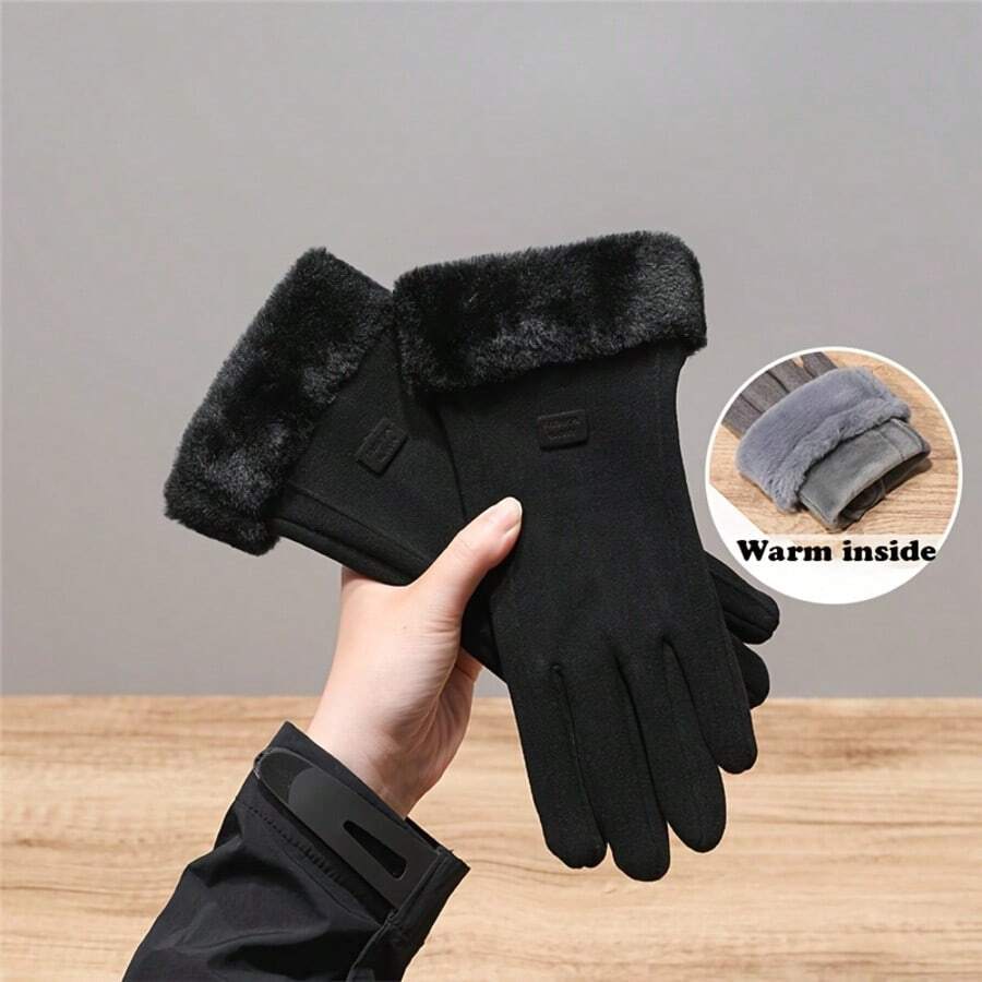 1pair Women's Autumn And Winter Warm Gloves Touchable Gloves Padded And Thickened Wind Chill Prevention Students Cute Riding Car Gloves Warm And Comfortable Suitable Sports And Daily Use - Nhiều màu - Xem 1