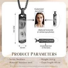 1pc Personalized Human Eye Necklace, Men's Photo Necklace, Gift For Boyfriend, Custom Eye Photo Pendant, "I See You" Necklace - Multicolor - View 6
