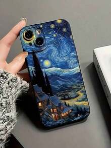 1個 星空オイルペイントパターン 耐衝撃性性TPUスマホケース iPhone17/iPhone17 Air/iPhone17 Pro/iPhone17 Pro Max/16 Pro Max/15 Pro Max/14 Pro Max/13 Pro Max/12 Pro Max/11 Pro Maxに適しています 防水 耐衝撃 傷つきにくい - ブラック - チェックする 1