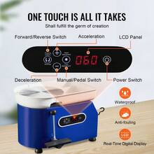 Pottery Wheel 450W For Adults And Beginners 11in Clay Wheel Machine  Adjustable 60-300RPM Speed Handle And Pedal ABS Detachable Basin Accessory Kit For Craft DIY LCD Touch Screen, Blue - 藍色 - 查看 4